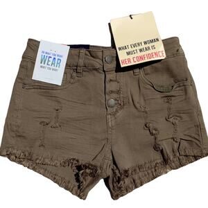 Angel Kiss Olive Green Distressed Shorts Size 3
